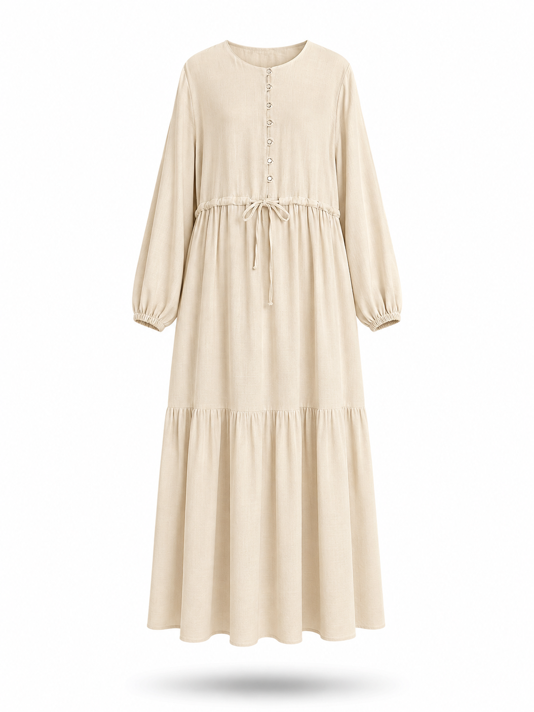 REV KATLI YARIMPAT MÜSLİN ELBİSE BEJ
